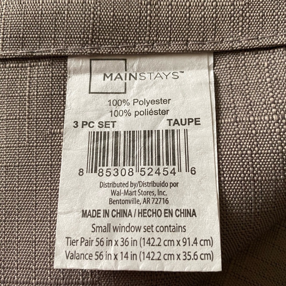 MAINSTAYS-TAUPE CURTAINS-2 PANELS 28x36 - Picture 3 of 6